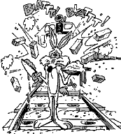 coloriage le train casse le mur de coyote